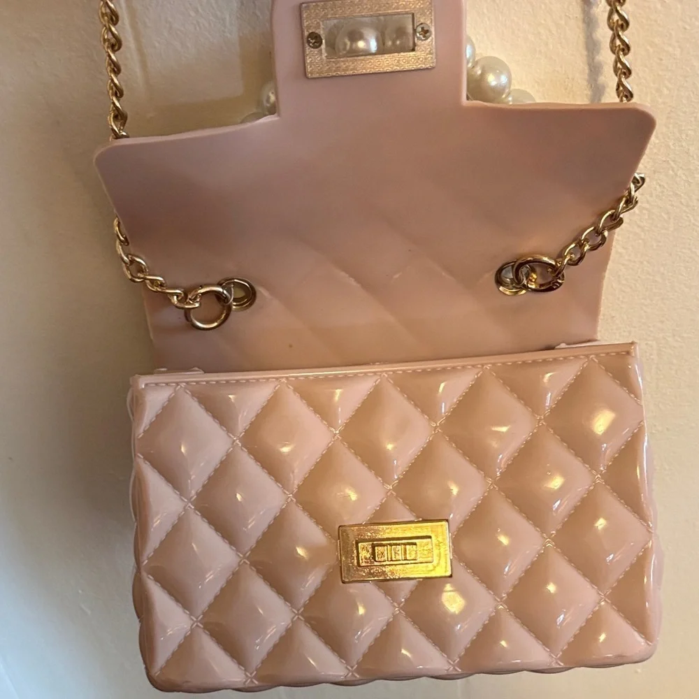 Elegant Pink jelly Quilted Handbag with chain strap
